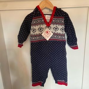 Hanna Andersson Knit One Piece Hooded Holiday Winter Outfit